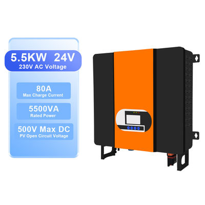 110V/230VAC 5.5 Kw सौर इन्वर्टर एमपीपीटी एकल चरण ऑन ऑफ ग्रिड हाइब्रिड इन्वर्टर