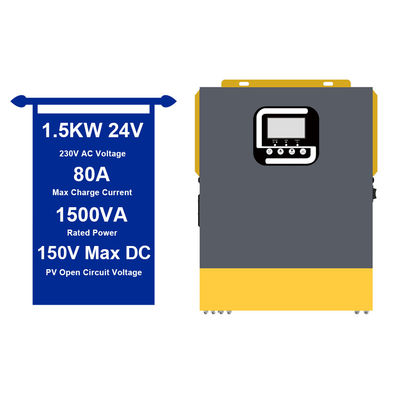 सौर गृह प्रणाली के लिए 24V 1.5 Kw शुद्ध साइन वेव इन्वर्टर 50Hz/60Hz