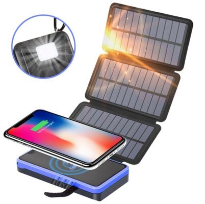 एलईडी लाइट के साथ उच्च क्षमता 50000mah सोलर पावर बैंक फोल्डेबल सोलर पावर बैंक