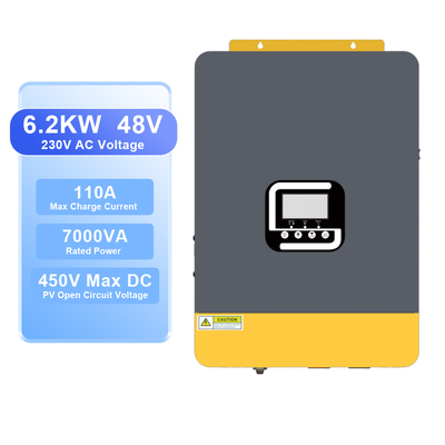 अच्छी कीमत 6.2kW 48V हाइब्रिड सोलर इन्वर्टर MPPT और प्योर साइन वेव के साथ ऑनलाइन