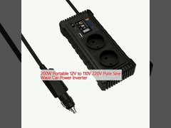 200W पोर्टेबल 12V से 110V 220V शुद्ध साइन वेव कार पावर इन्वर्टर